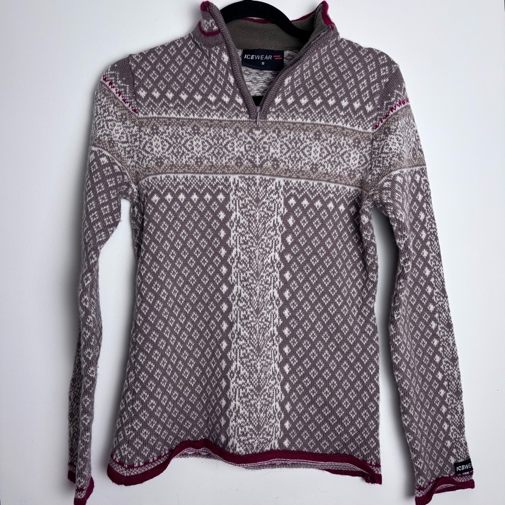 Icewear Nordic 1/4 Zip Winter Sweater Womens S Small 100% Wool Pullover
